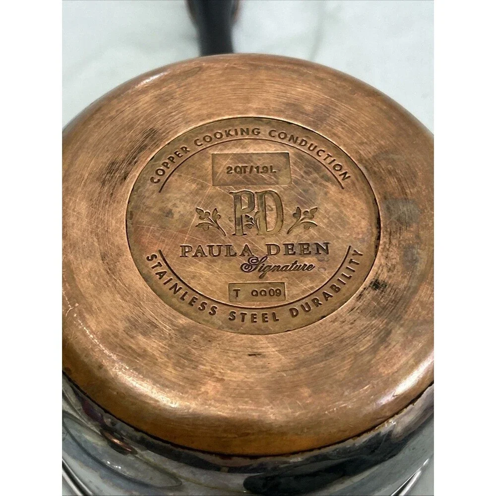 Paula Deen Signature 2 Qt Stainless Steel Saucepan Copper Bottom with Glass Lid